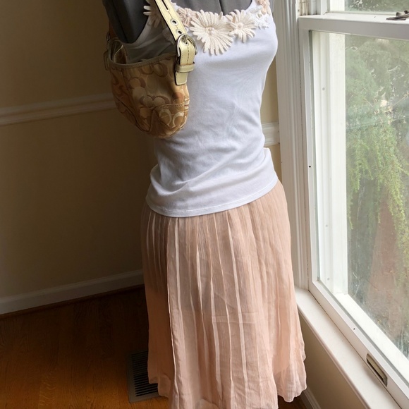 Unworn, Rare! Silk pale pink pleated midi skirt - Picture 7 of 7